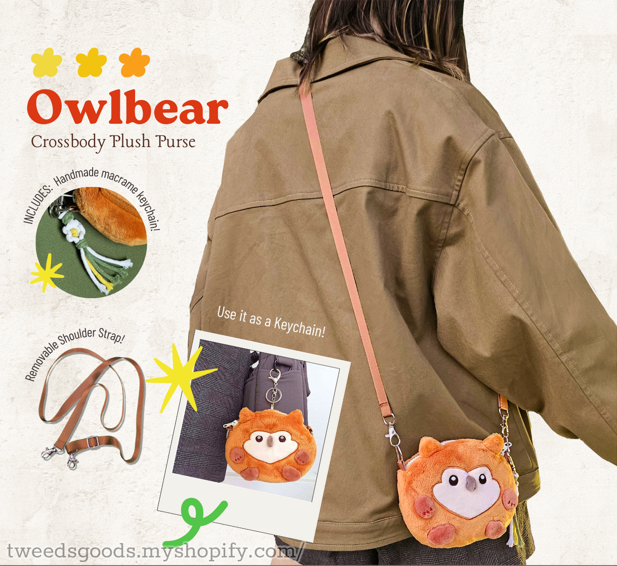 Owlbear Crossbody Plush Purse Bag ( A, B, S Grades )