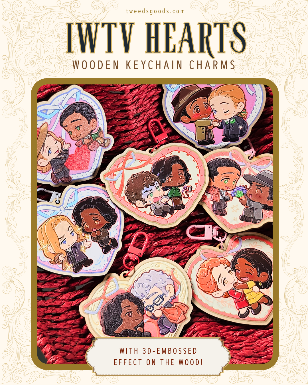 IWTV Heart Wooden Keychain Charms
