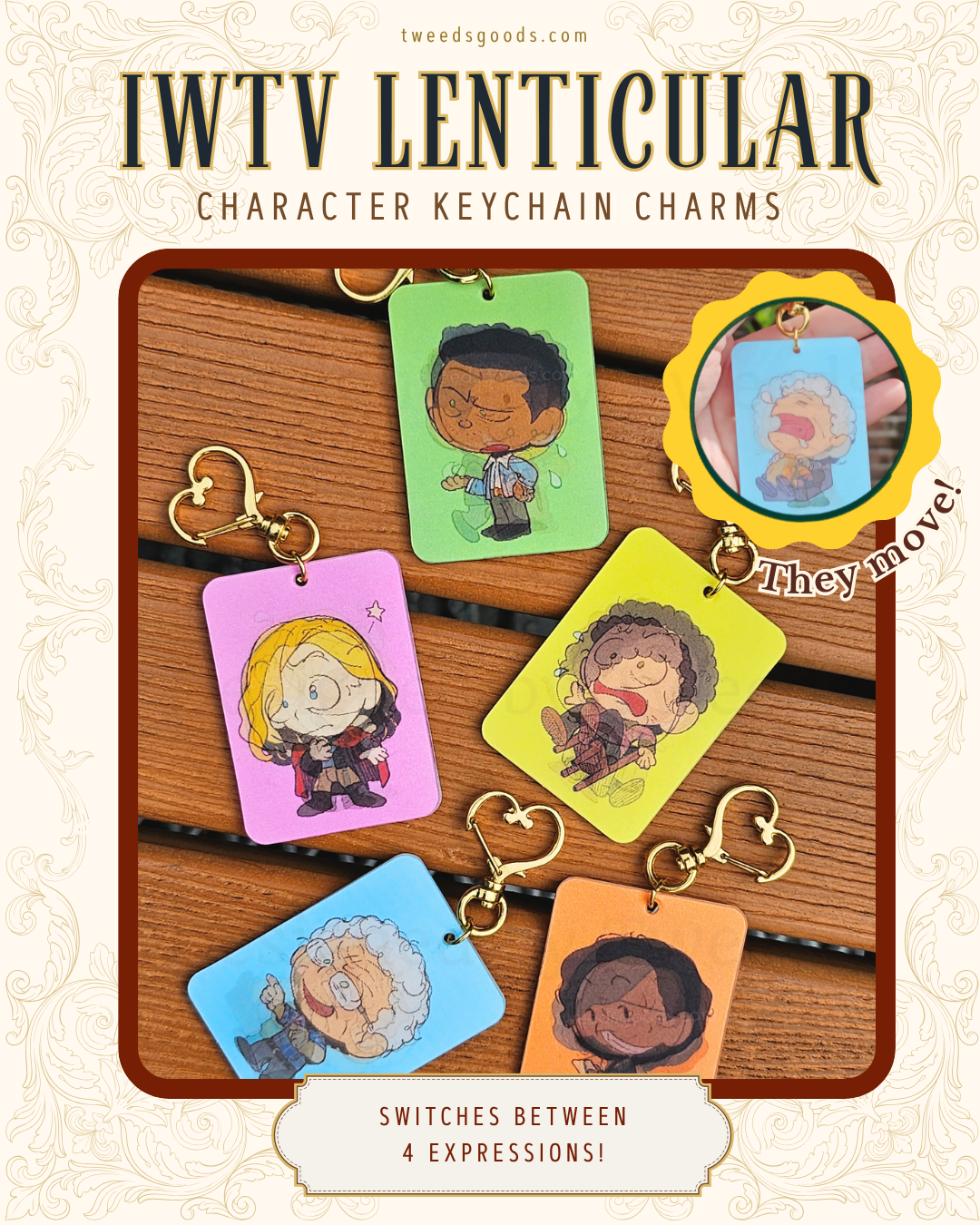 Cartoon IWTV Lenticular Keychain Charms