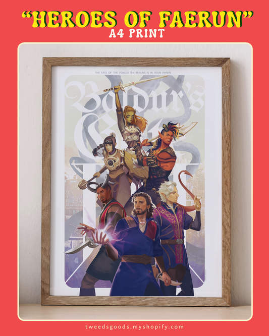 Baldur's Gate 3 "Heroes of Faerun" (A4 Print)